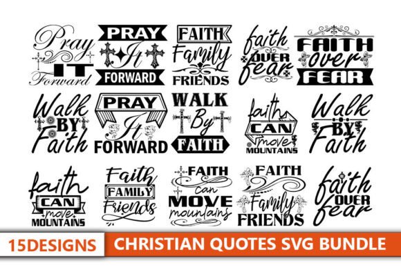 15 Christian Quotes Graphics Bundle for Faith Crafts